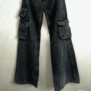 Arizona Jean Company Black Flare Cargo Jeans